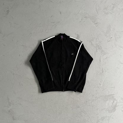 Knit zip up fleece-black