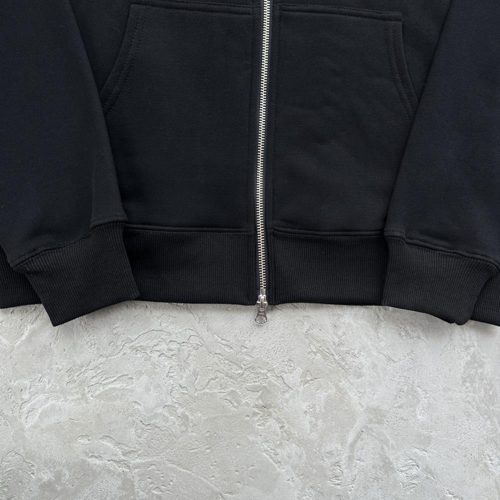 hybrid jacquard knit alcatraz zip hoodie-black