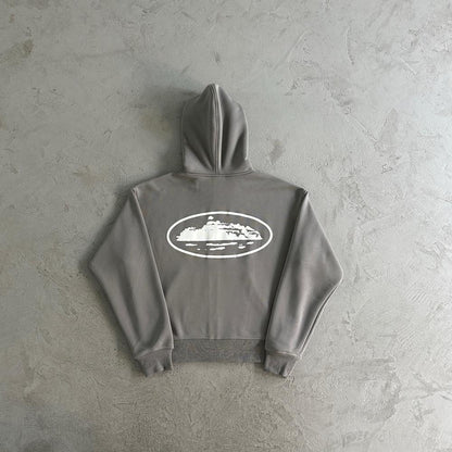 island puff print zip set-grey