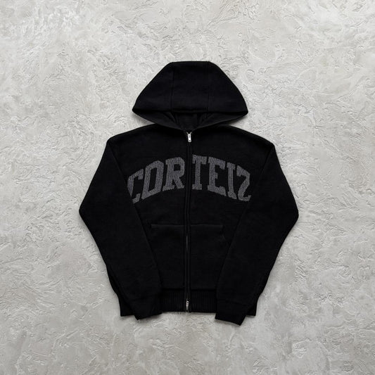 3M college knit zip hoodie-black