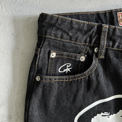 CR island baggy jeans-black