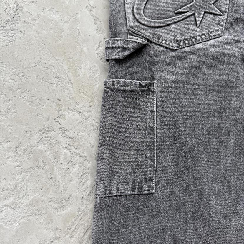 EMBOSSED C-STAR DENIM WORK PANT-grey