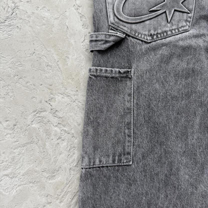 EMBOSSED C-STAR DENIM WORK PANT-grey