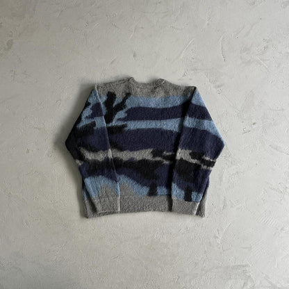Mohair kmit sweater deep ocean camo