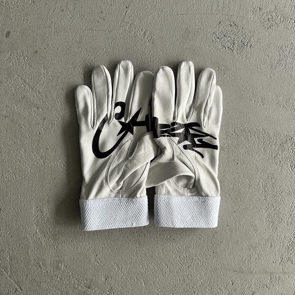(Genuine cowhide) White leather gloves