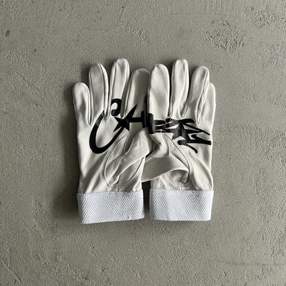 (Genuine cowhide) White leather gloves