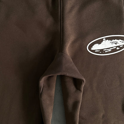island puff print zip set-brown