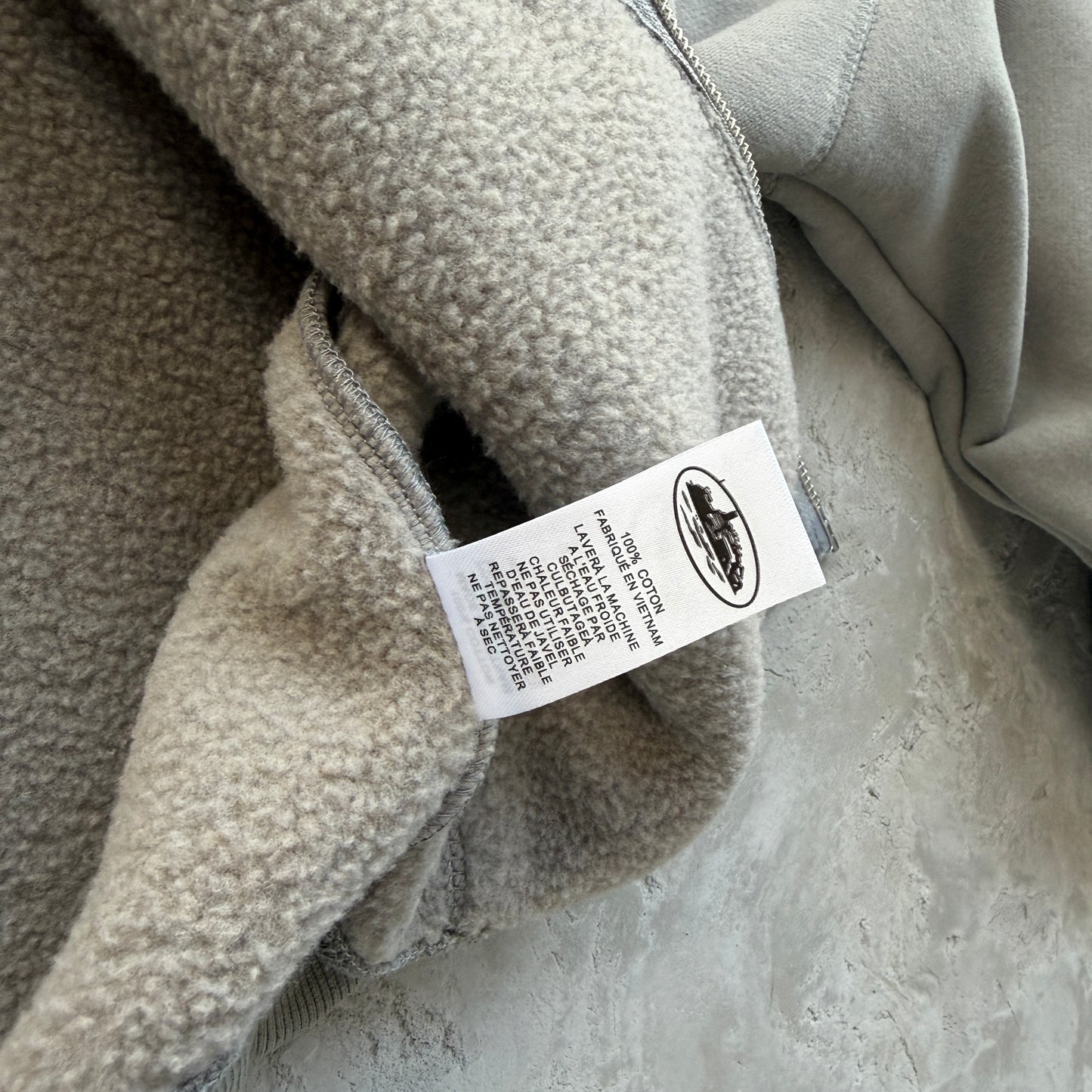 college arch open hem set-grey