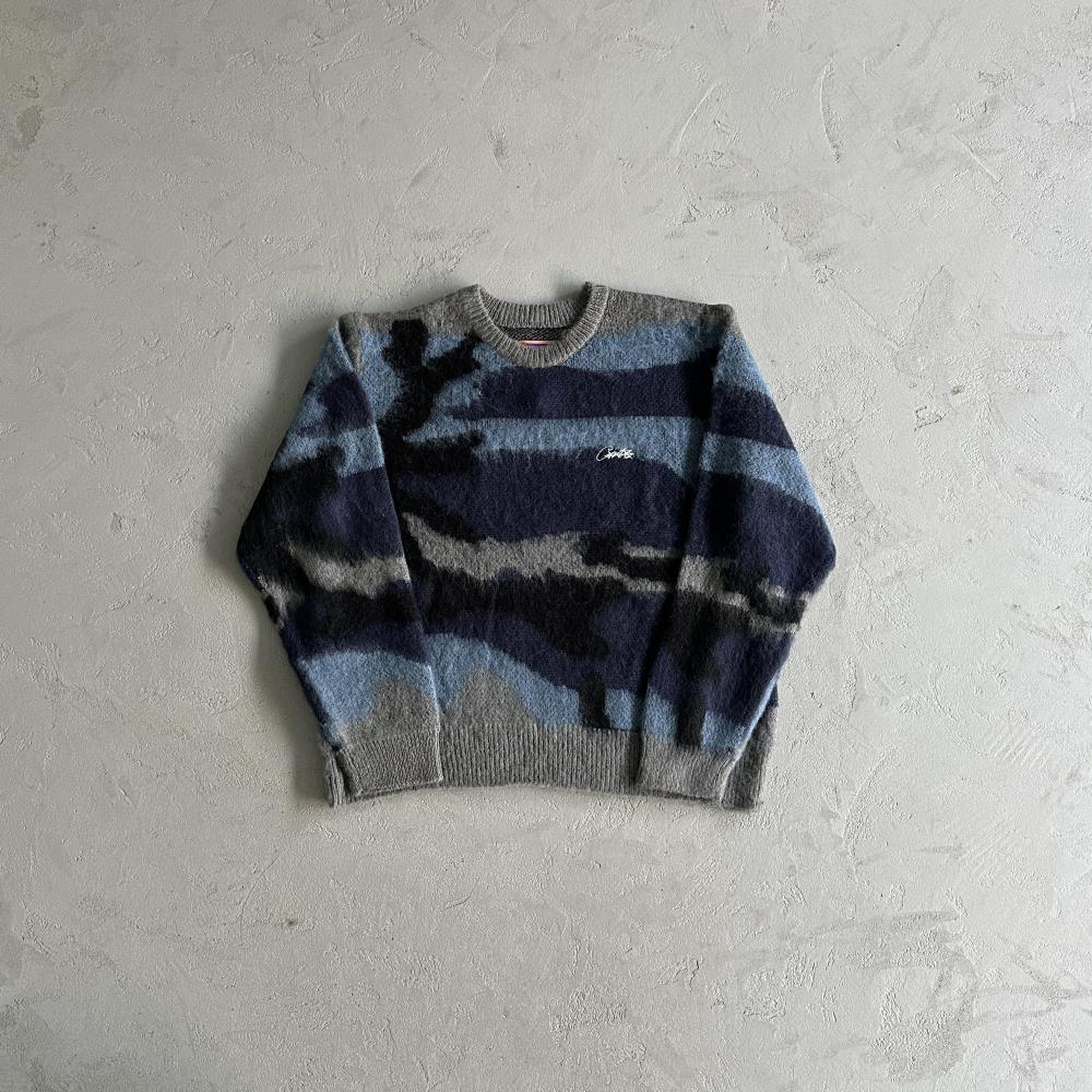 Mohair kmit sweater deep ocean camo