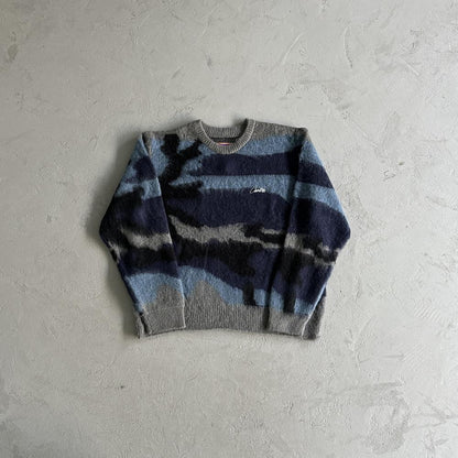 Mohair kmit sweater deep ocean camo