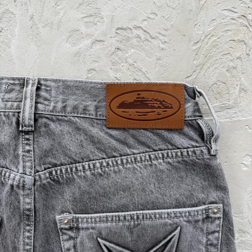 EMBOSSED C-STAR DENIM WORK PANT-grey