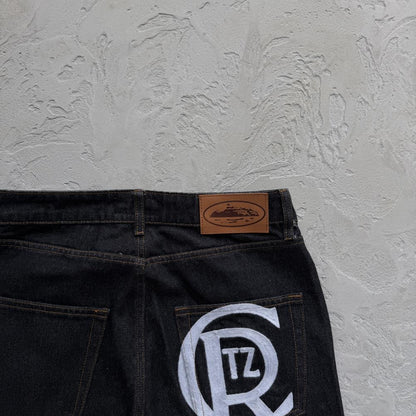 Crest Chainstitch Baggy Jeans- Washed Black