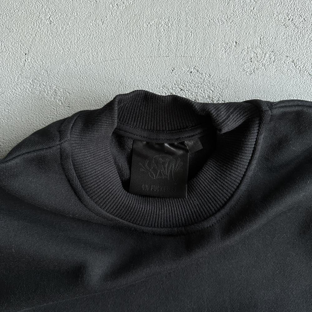 sy round neck suit-black tracksuit