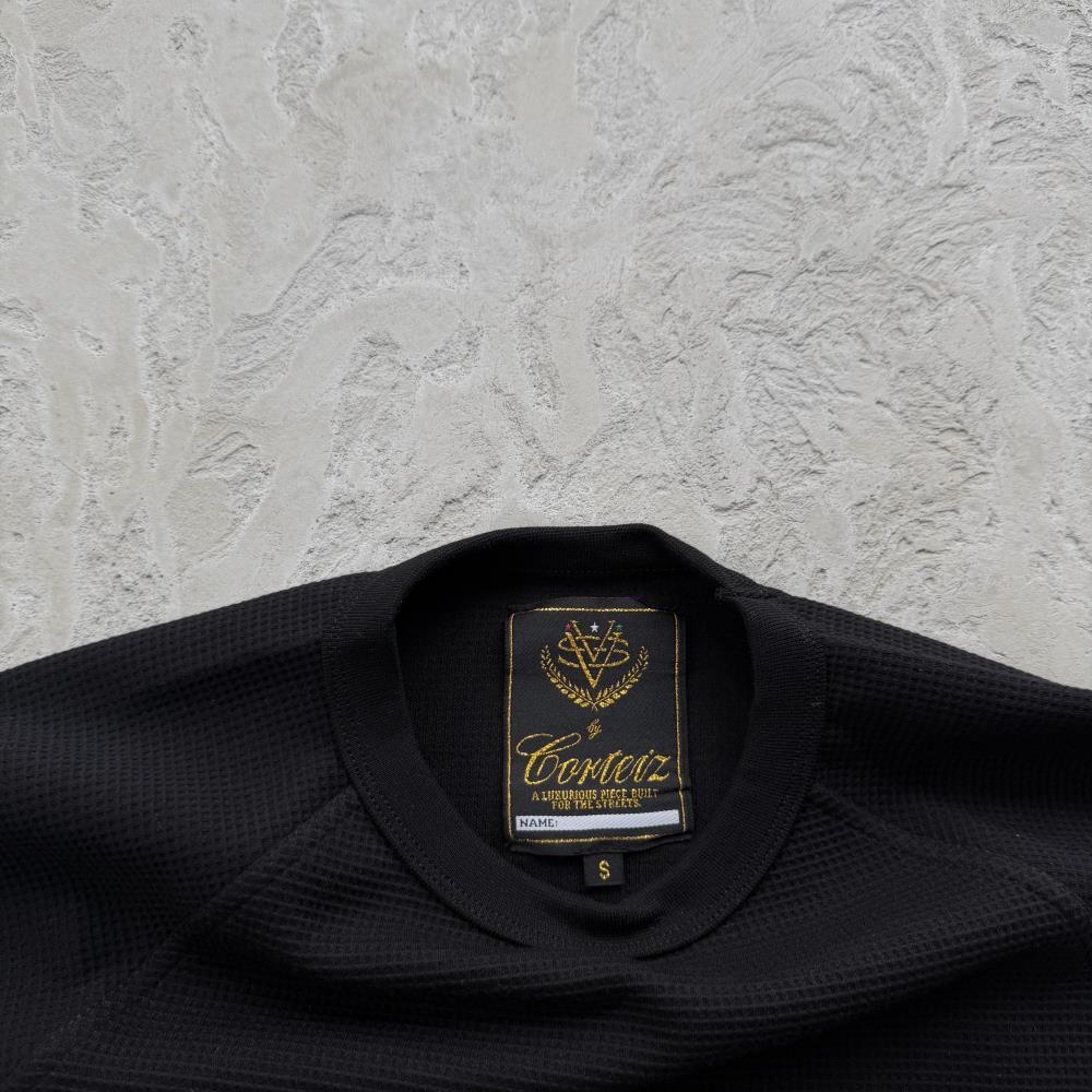 Star Raglan Waffle Thermal -Black