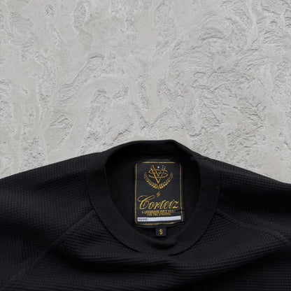 Star Raglan Waffle Thermal -Black