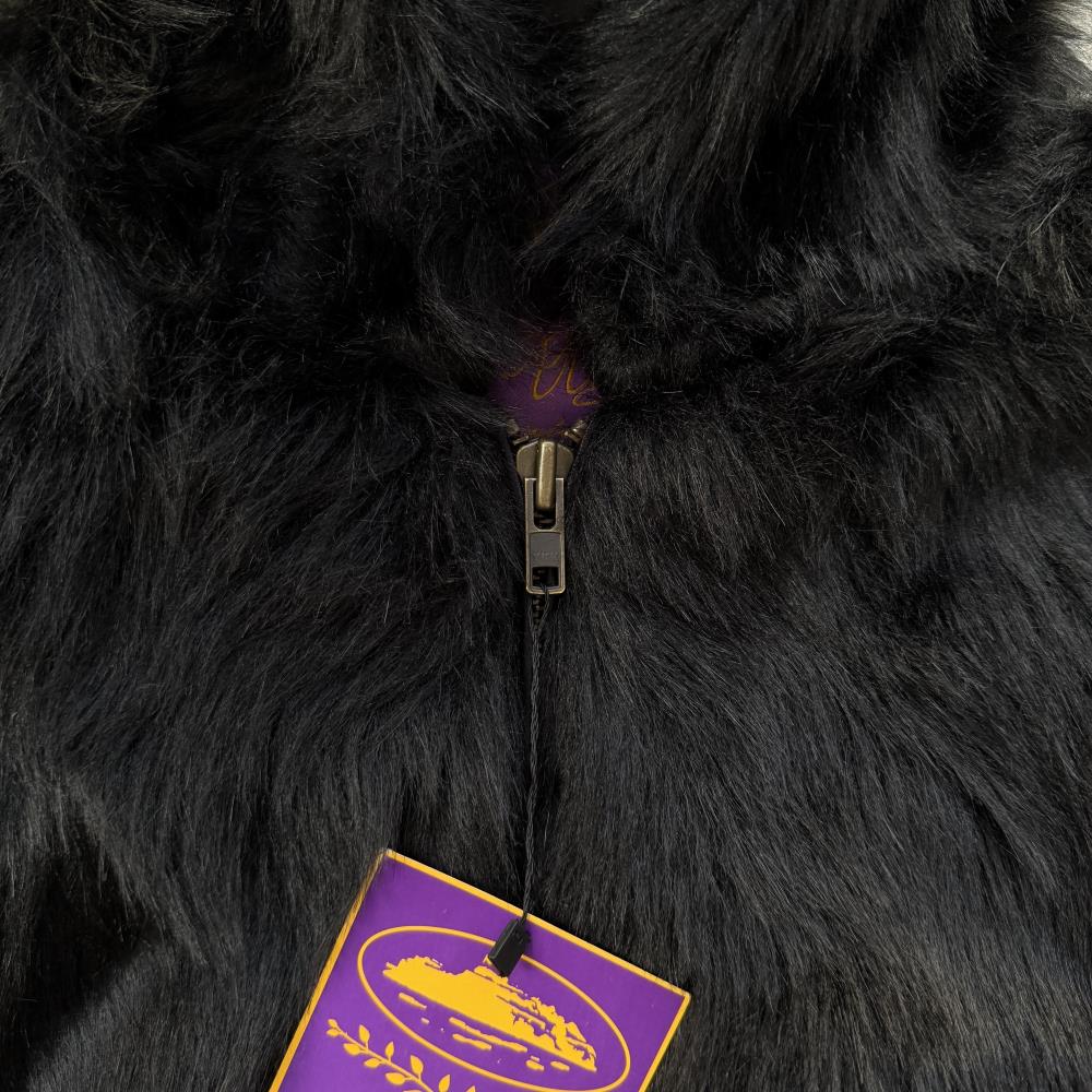 Faux fur hooded jacket-black