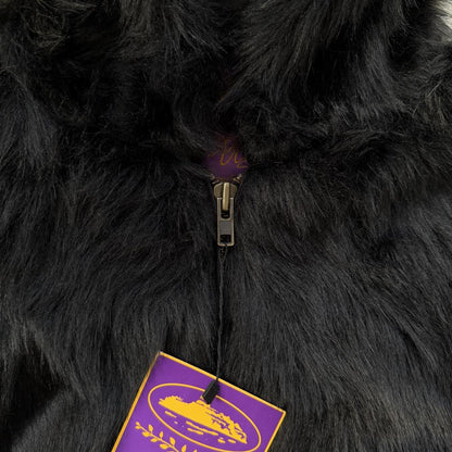 Faux fur hooded jacket-black