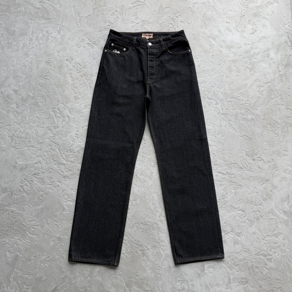 Crest Chainstitch Baggy Jeans- Washed Black