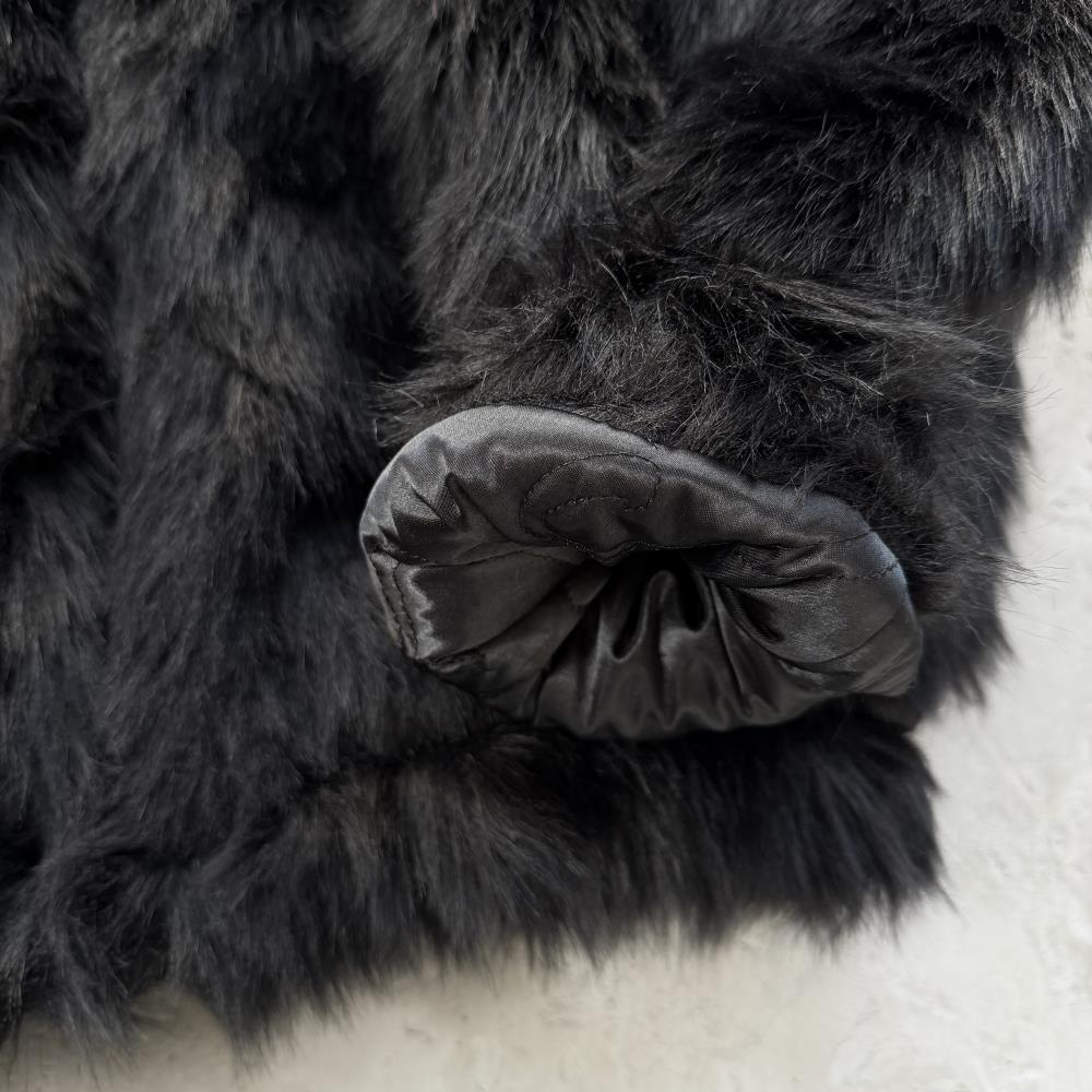 Faux fur hooded jacket-black