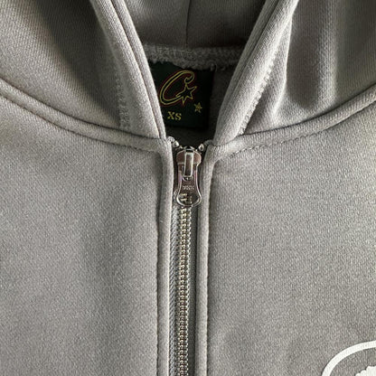island puff print zip set-grey