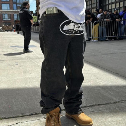 CR island baggy jeans-black