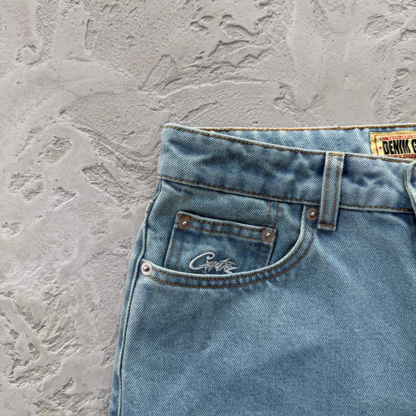 DUAL STRIPE BAGGY JEANS-blue