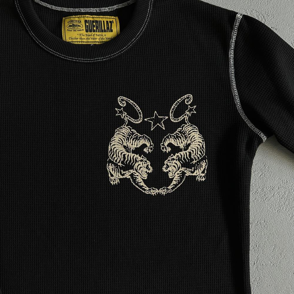 [Special Offer] Waffle Tiger Stars Long Sleeve-Black
