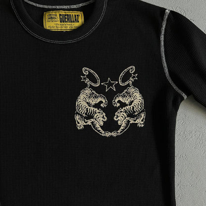 [Special Offer] Waffle Tiger Stars Long Sleeve-Black