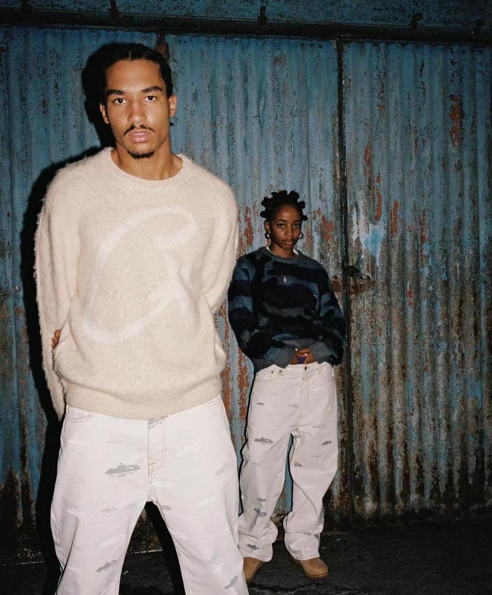Mohair kmit sweater deep ocean camo