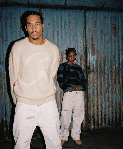 Mohair kmit sweater deep ocean camo