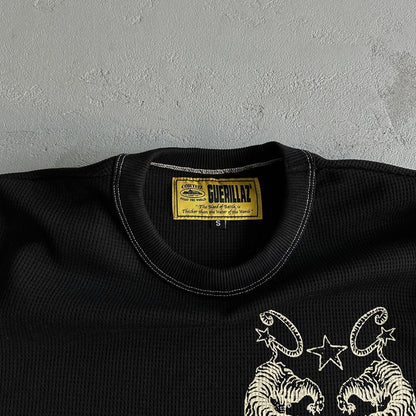 [Special Offer] Waffle Tiger Stars Long Sleeve-Black