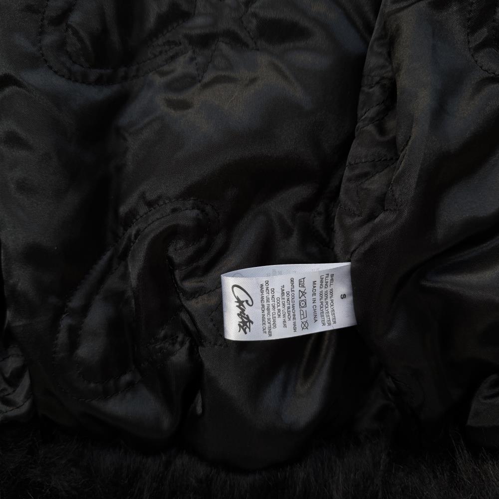 Faux fur hooded jacket-black