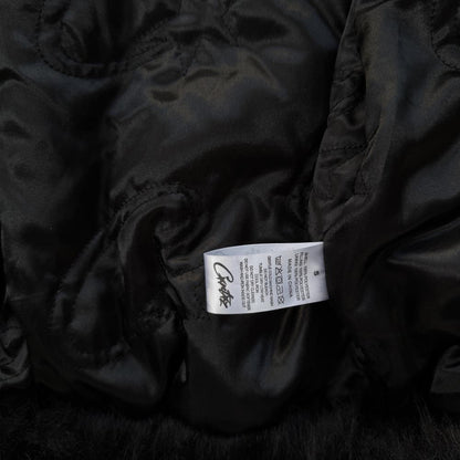 Faux fur hooded jacket-black