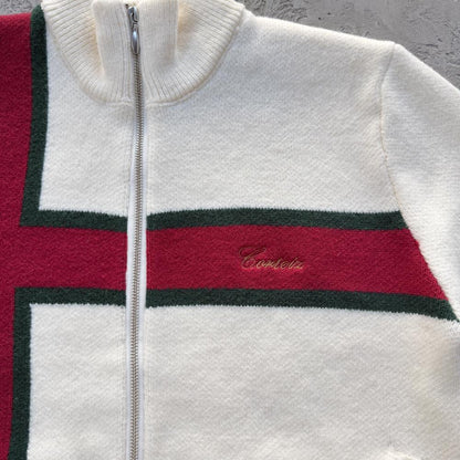 lux knit zip up-White