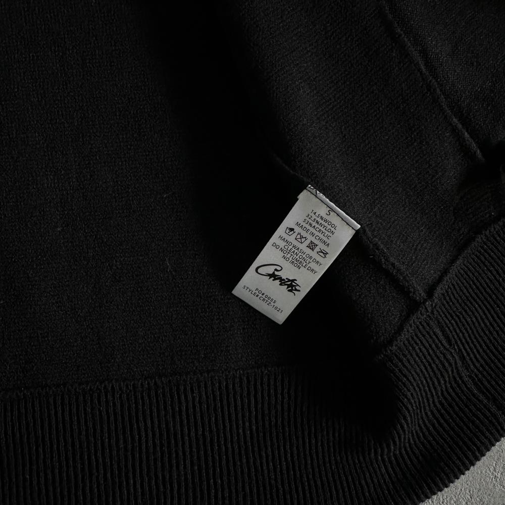 Knit zip up fleece- Black