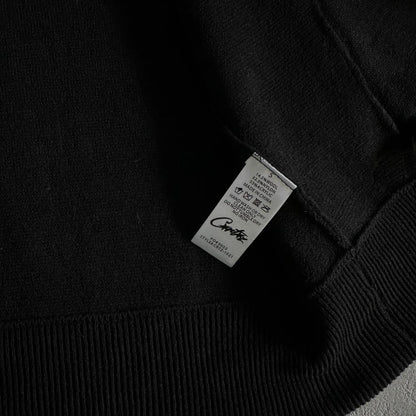 Knit zip up fleece- Black