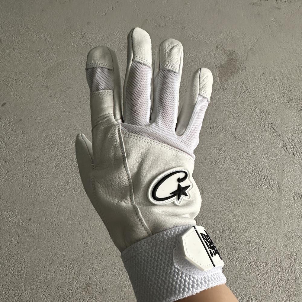 (Genuine cowhide) White leather gloves