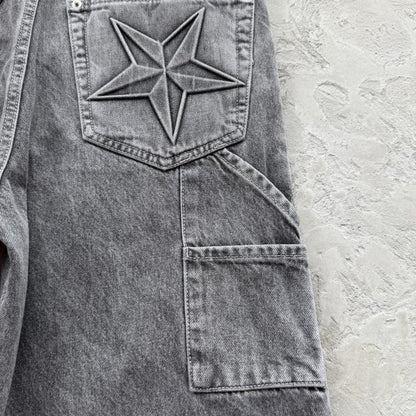 EMBOSSED C-STAR DENIM WORK PANT-grey