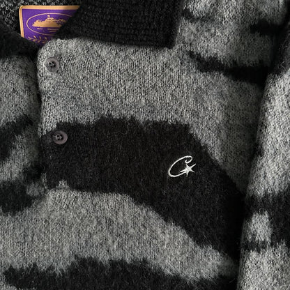 morehairfuzzy collar sweater-black