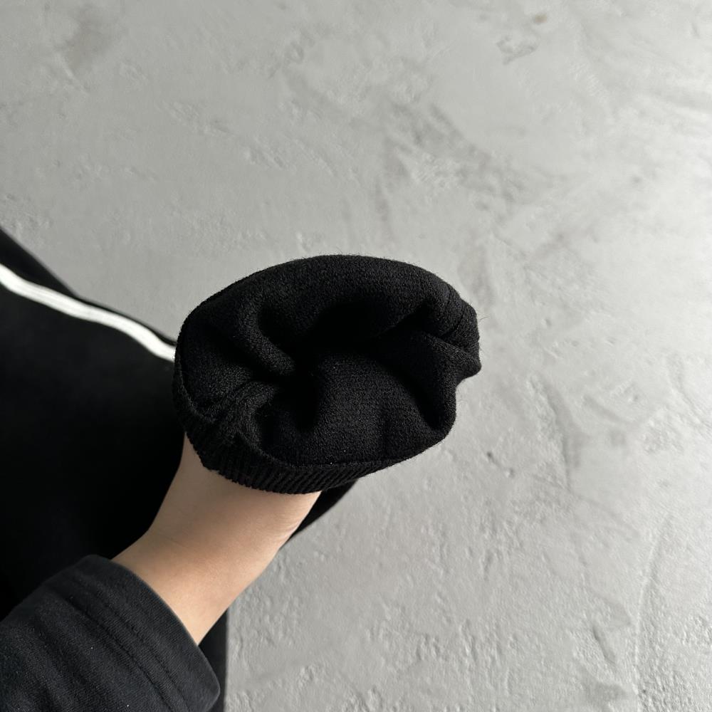 Knit zip up fleece-black