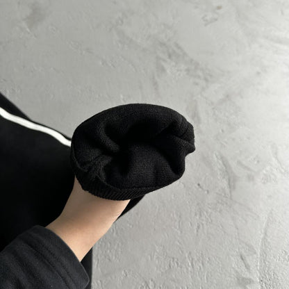 Knit zip up fleece-black
