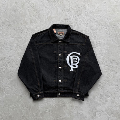 Crest Chainstitch Denim Jacket -Washed Black