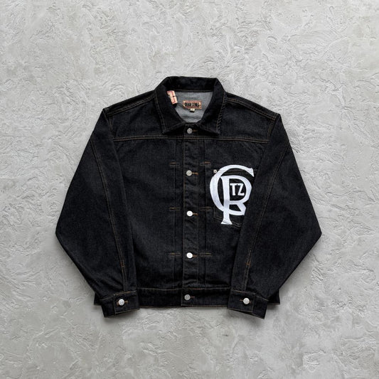 Crest Chainstitch Denim Jacket -Washed Black