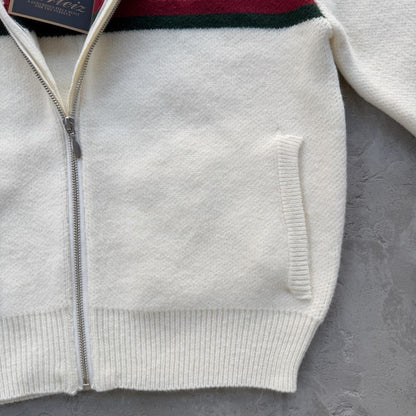 lux knit zip up-White