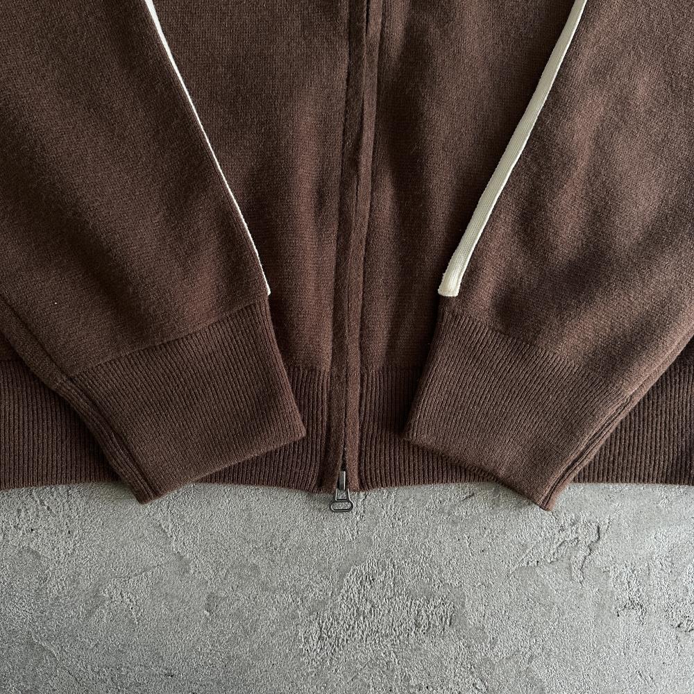 Knit zip up fleece-brown
