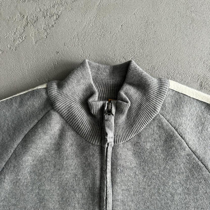 Knit zip up fleece-grey