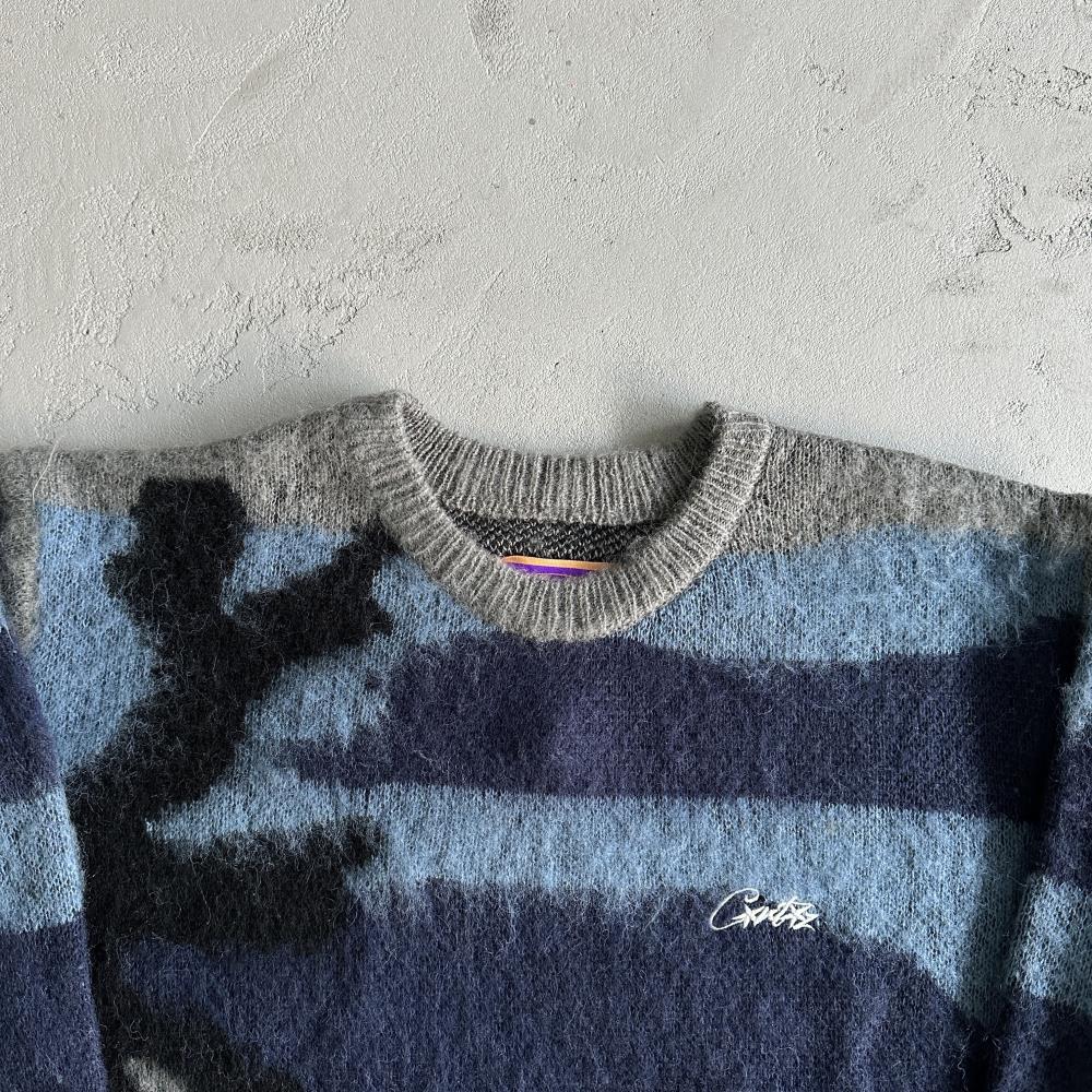 Mohair kmit sweater deep ocean camo