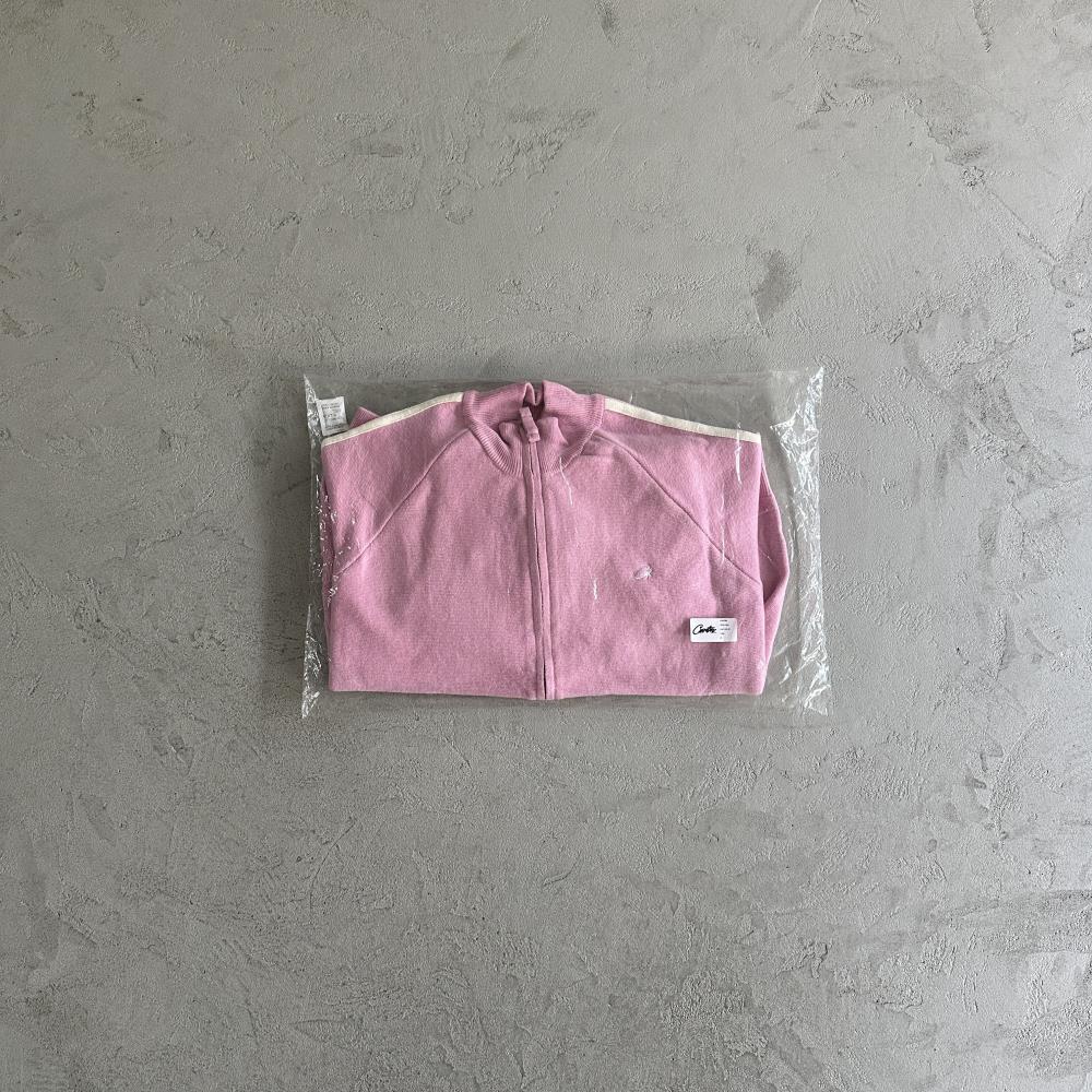 Knit zip up fleece-pink