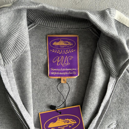 Knit zip up fleece-grey