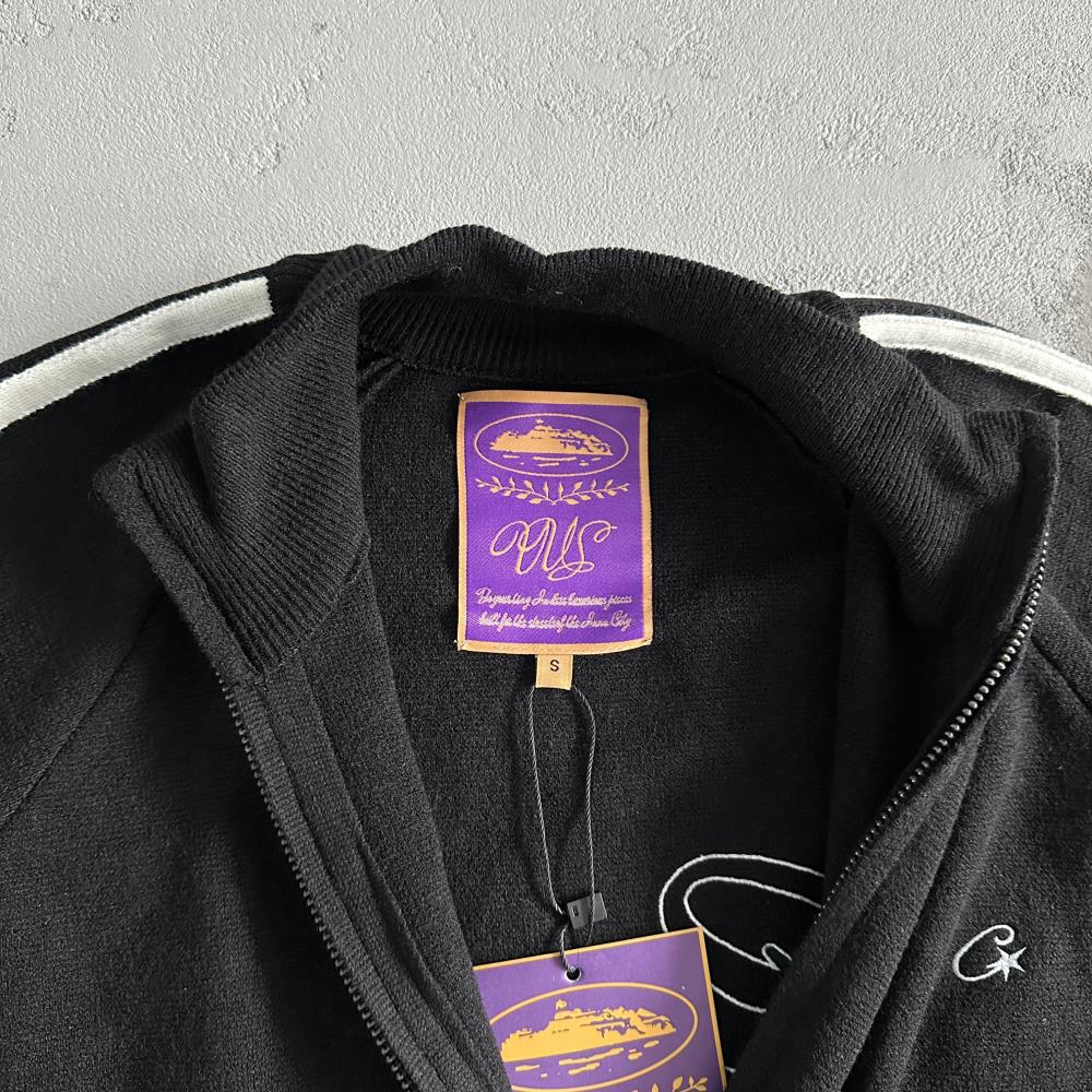 Knit zip up fleece-black
